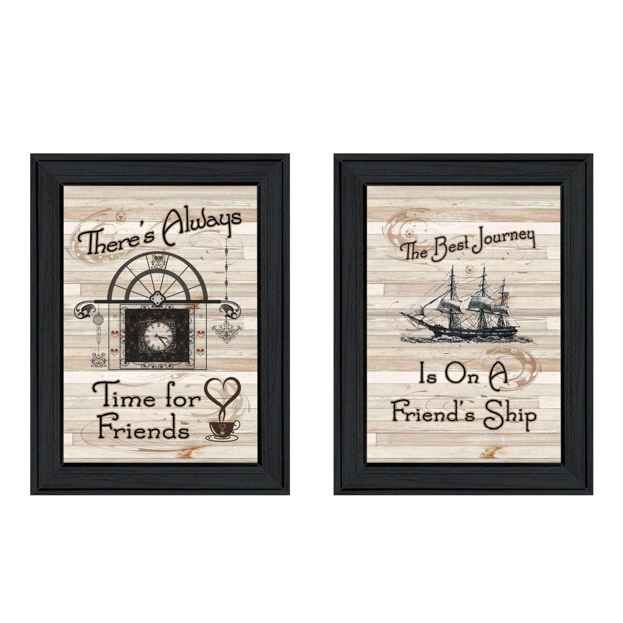Set Of Two Friendship Journey 1 Black Framed Print Kitchen Wall Art - Homeroots - Flyclothing LLC