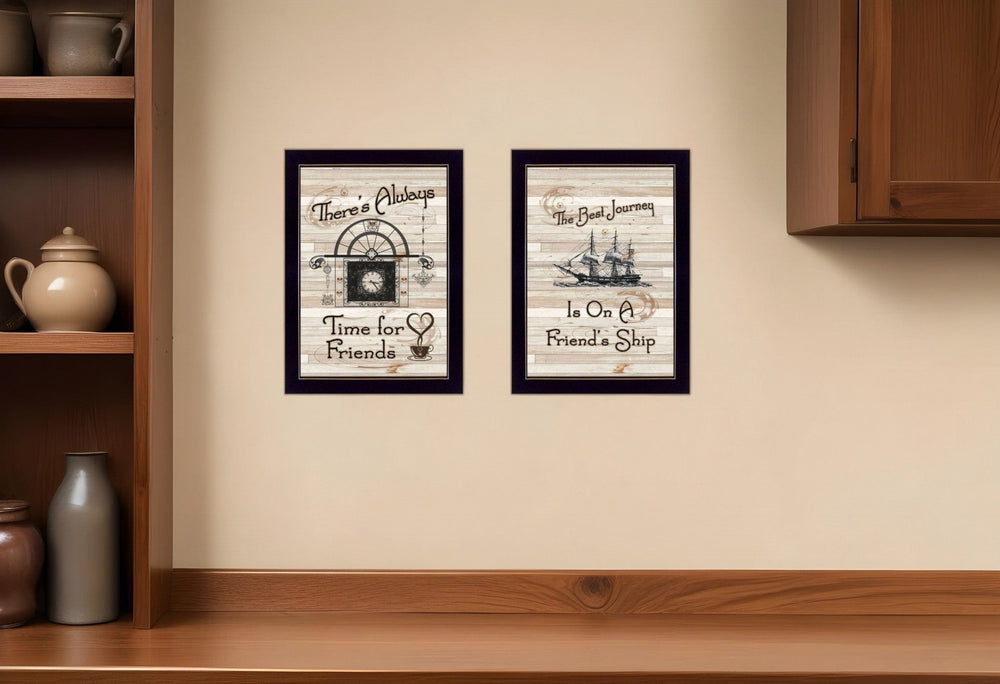 Set Of Two Friendship Journey 2 Black Framed Print Kitchen Wall Art - Homeroots