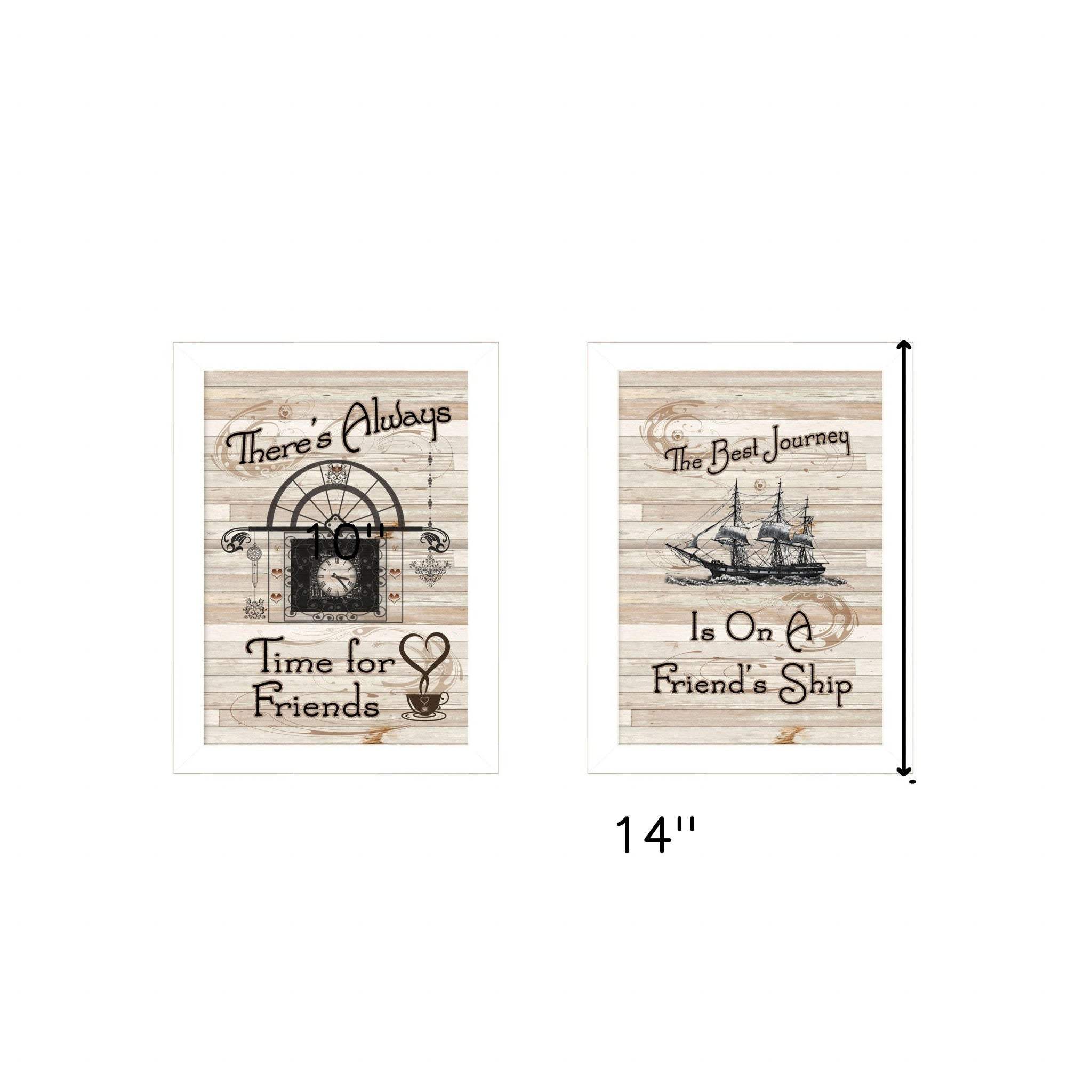 Set Of Two Friendship Journey 3 White Framed Print Kitchen Wall Art - Homeroots - Flyclothing LLC