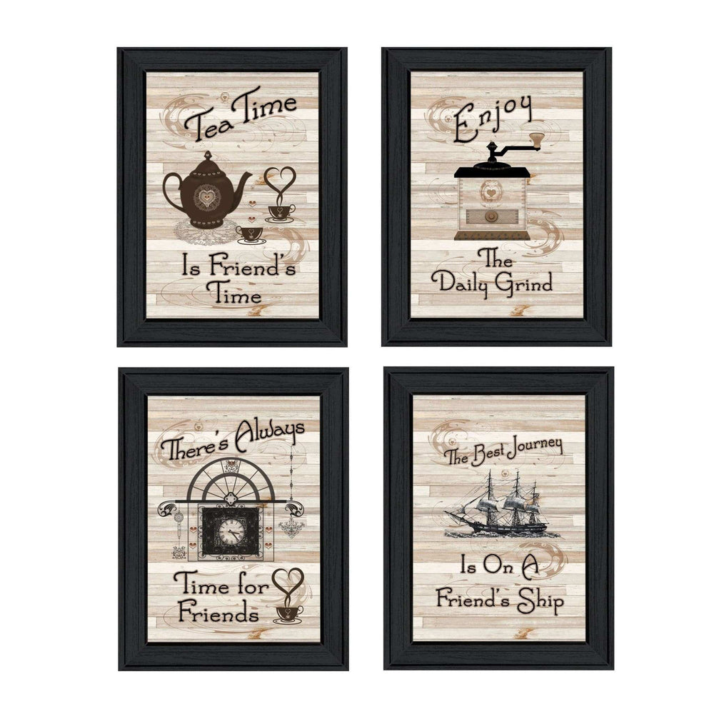 Set Of Four Friendship 1 Black Framed Print Kitchen Wall Art - Homeroots - Flyclothing LLC