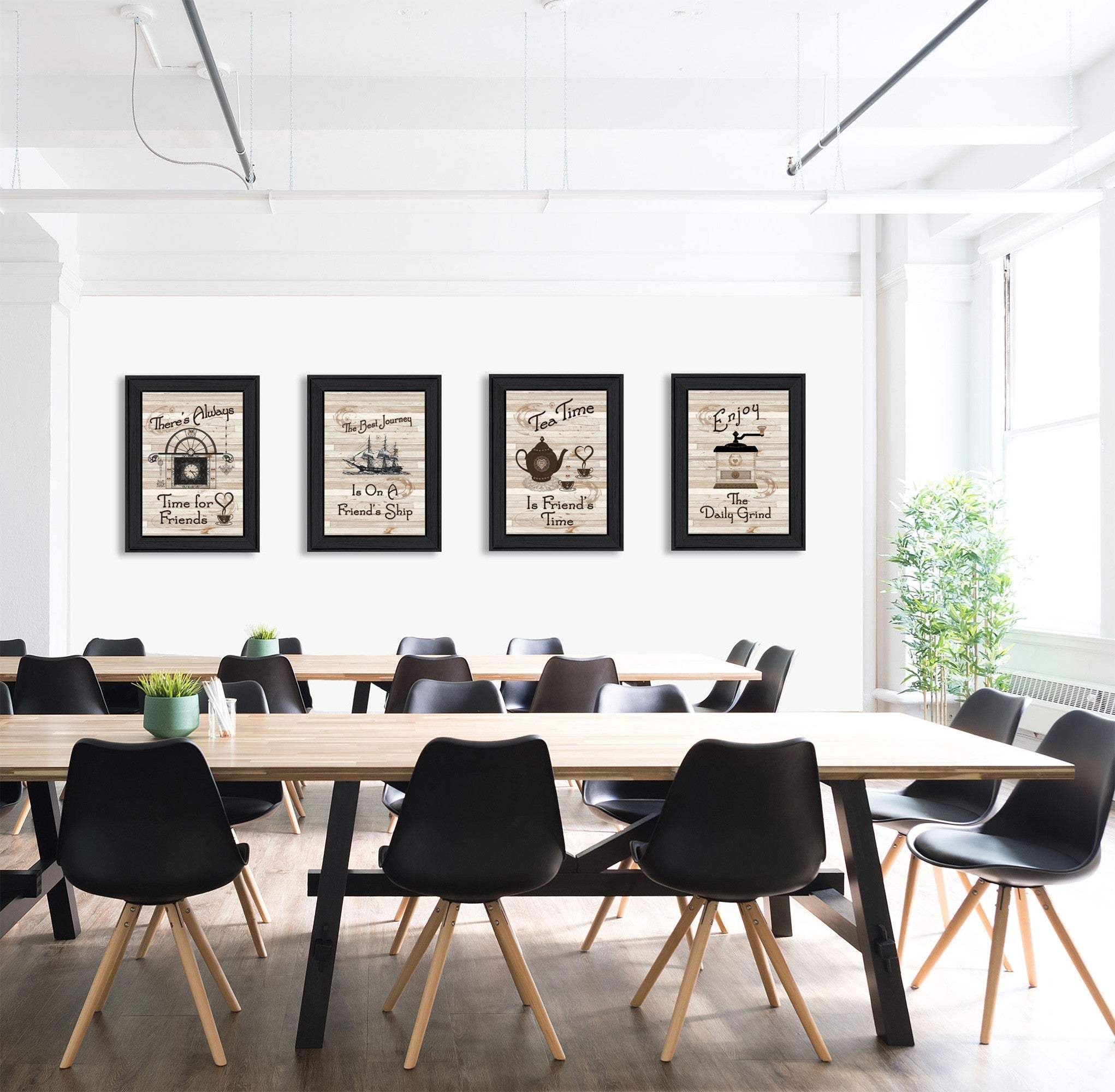Set Of Four Friendship 1 Black Framed Print Kitchen Wall Art - Homeroots - Flyclothing LLC
