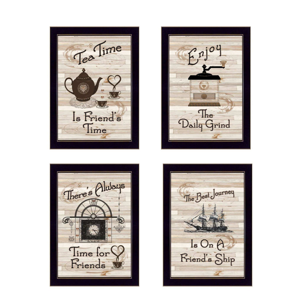 Set Of Four Friendship 2 Black Framed Print Kitchen Wall Art - Homeroots - Flyclothing LLC
