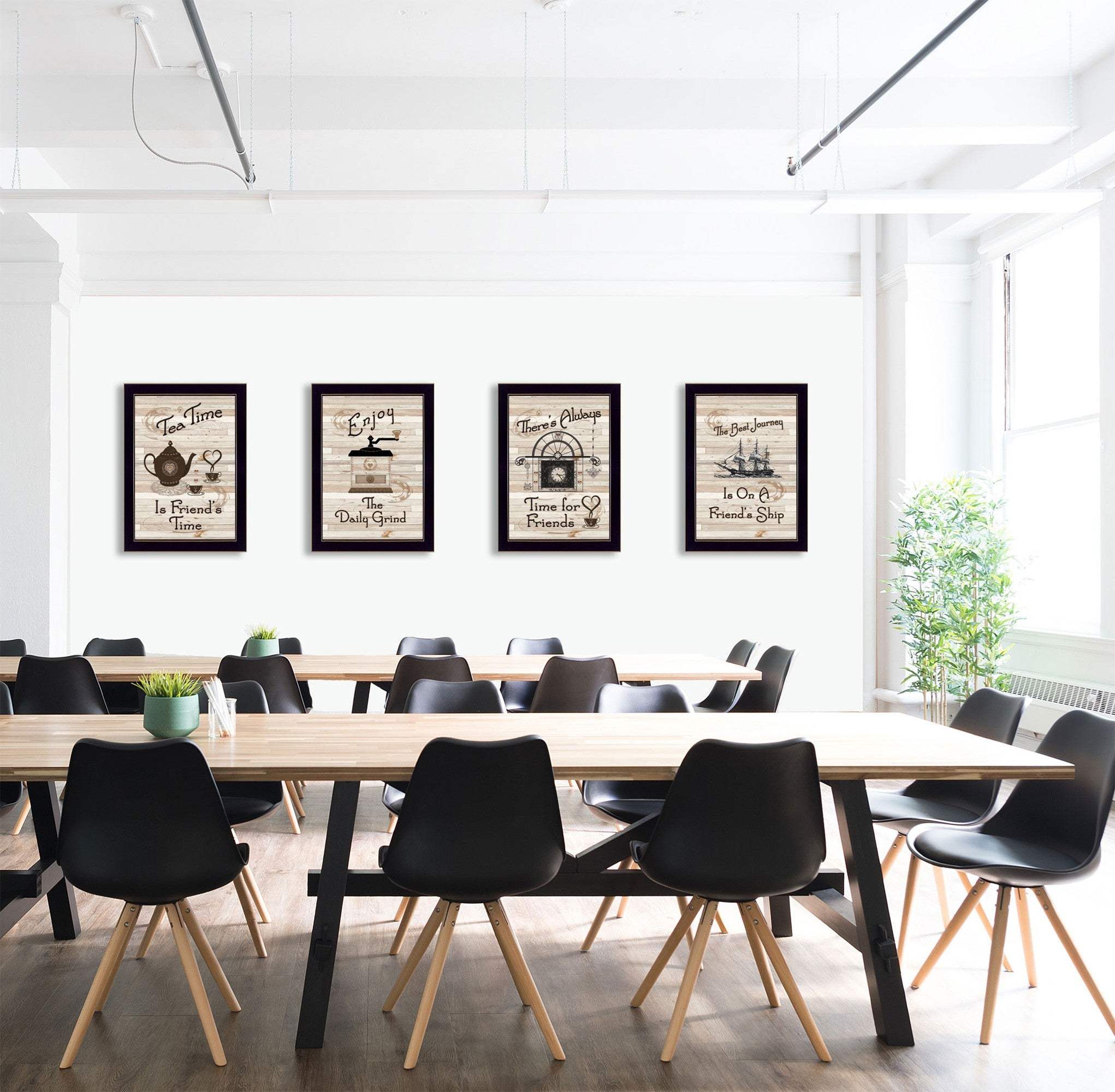 Set Of Four Friendship 2 Black Framed Print Kitchen Wall Art - Homeroots - Flyclothing LLC