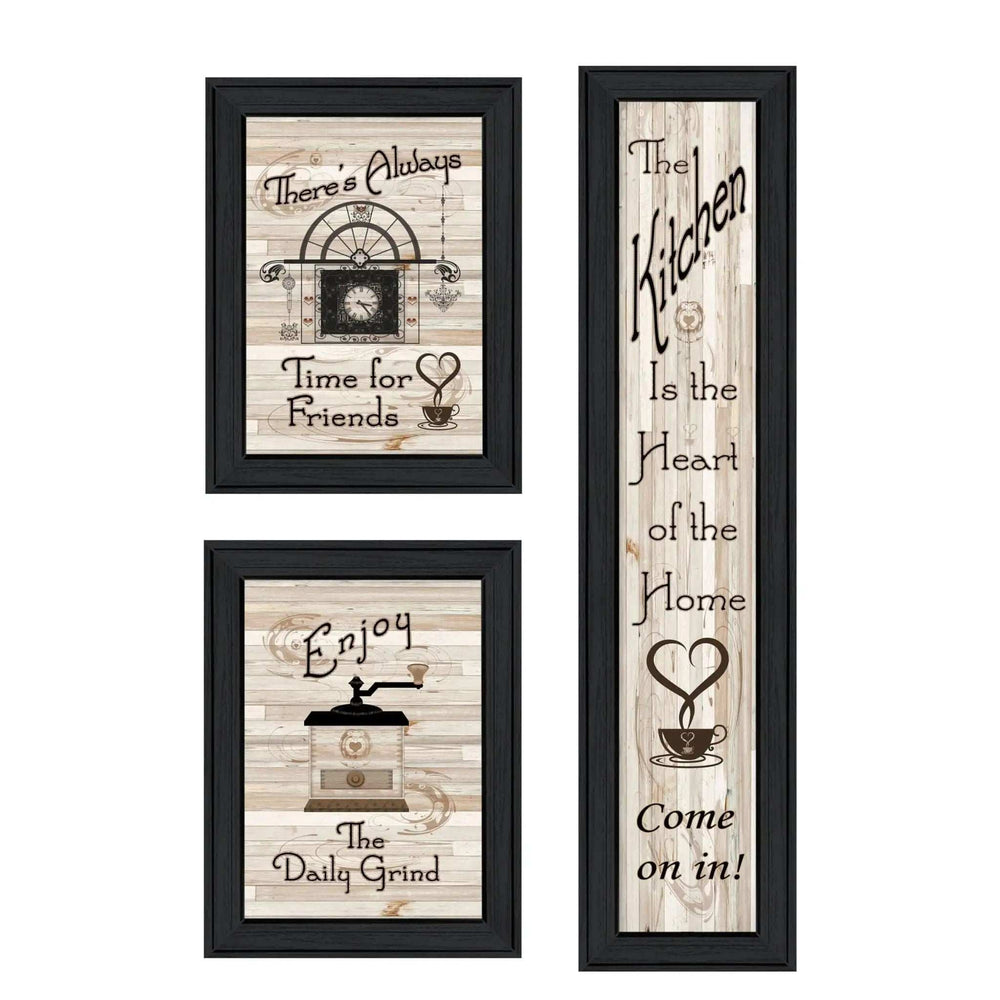 Set Of Three The Kitchen Collection I 2 Black Framed Print Kitchen Wall Art - Homeroots - Flyclothing LLC