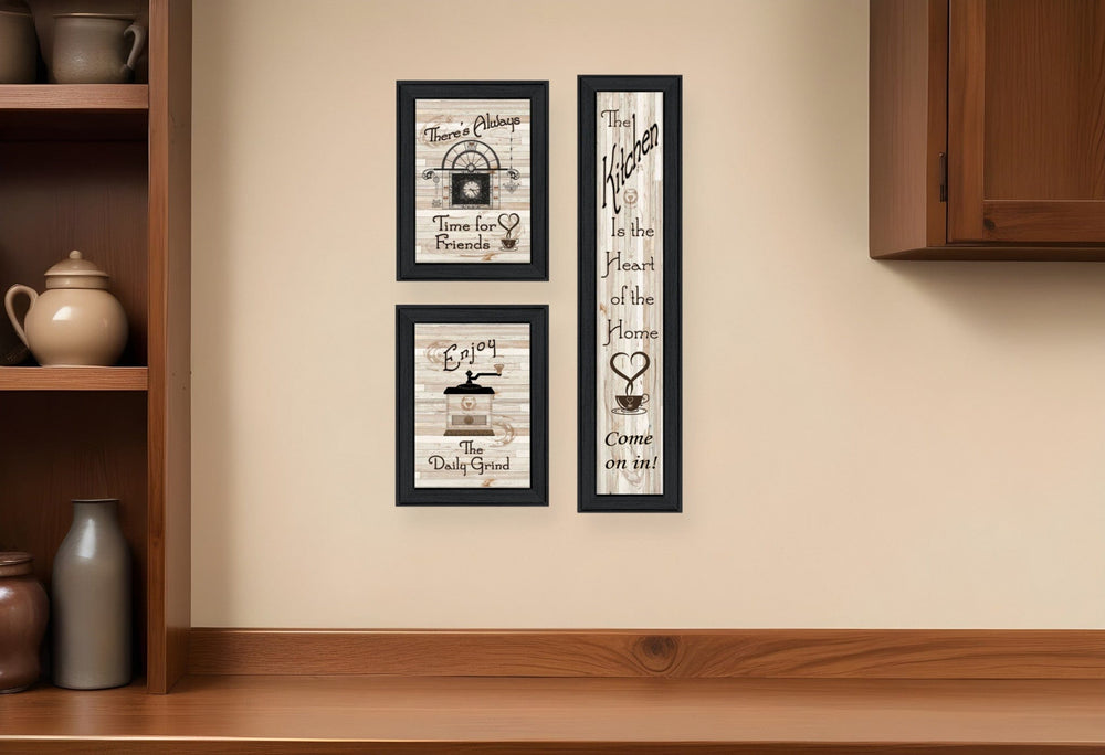 Set Of Three The Kitchen Collection I 2 Black Framed Print Kitchen Wall Art - Homeroots