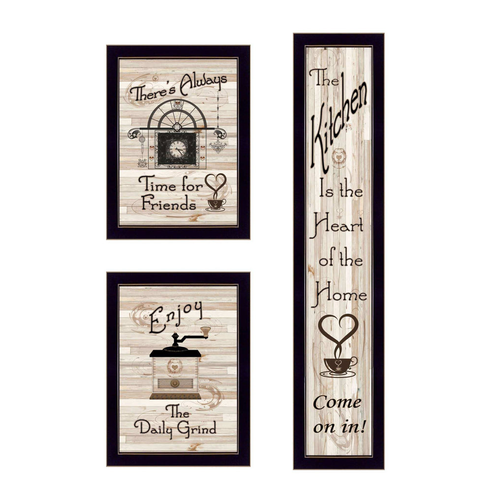 Set Of Three The Kitchen Collection I 3 Black Framed Print Kitchen Wall Art - Homeroots - Flyclothing LLC