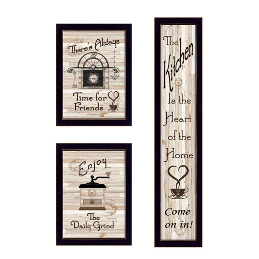 Set Of Three The Kitchen Collection I 3 Black Framed Print Kitchen Wall Art - Homeroots - Flyclothing LLC