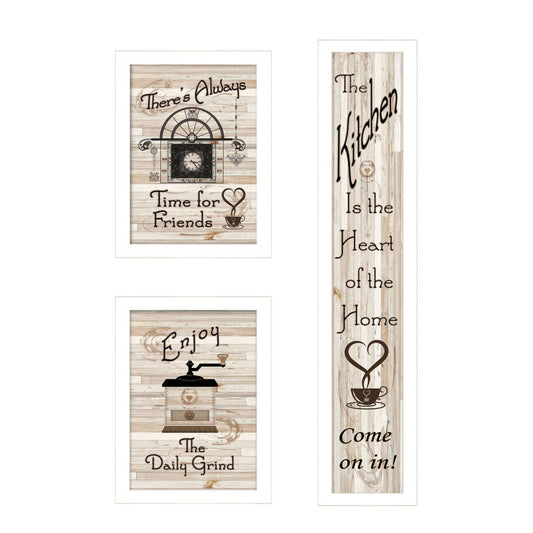 Set Of Three The Kitchen Collection I 4 White Framed Print Kitchen Wall Art - Homeroots - Flyclothing LLC