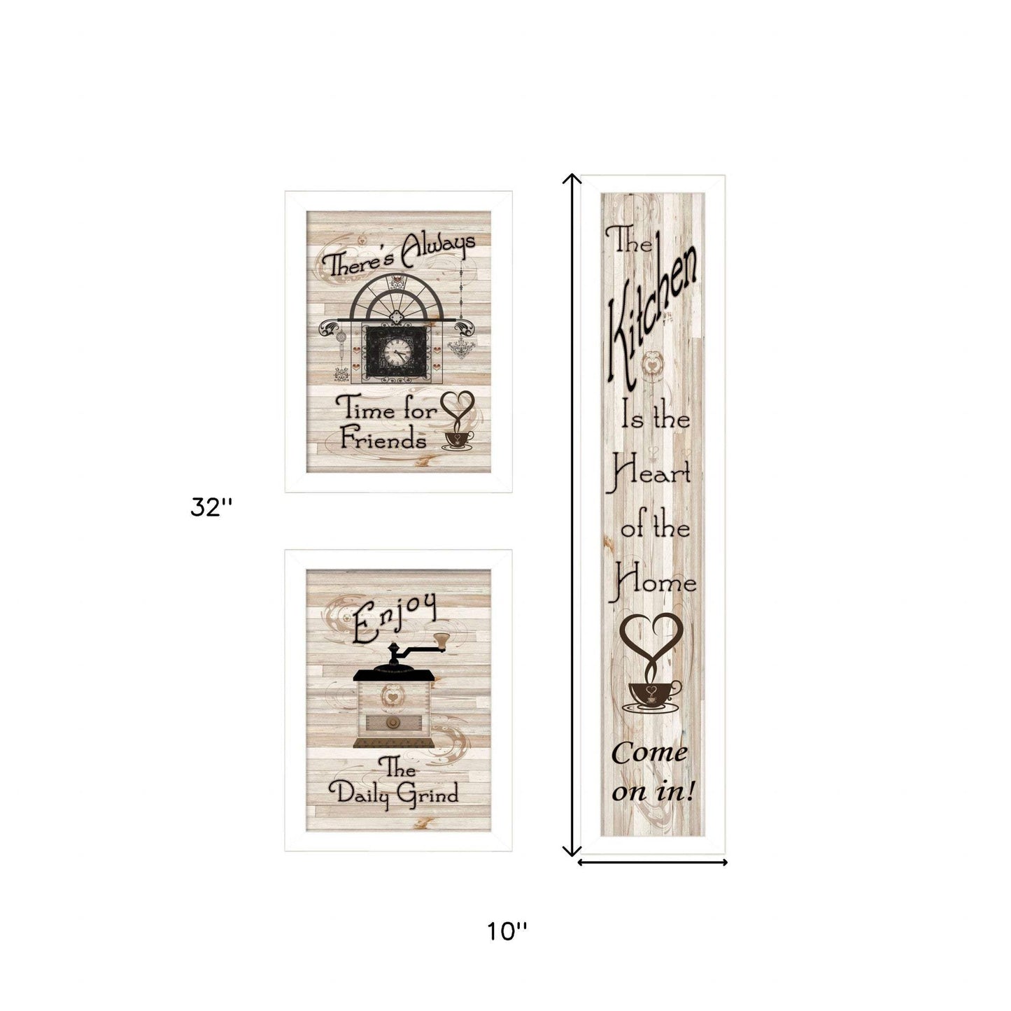Set Of Three The Kitchen Collection I 4 White Framed Print Kitchen Wall Art - Homeroots - Flyclothing LLC
