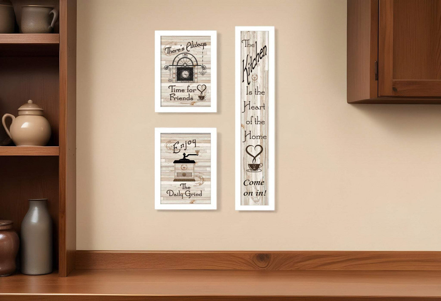 Set Of Three The Kitchen Collection I 4 White Framed Print Kitchen Wall Art - Homeroots - Flyclothing LLC