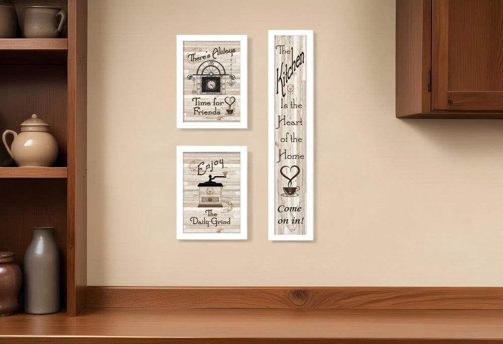 Set Of Three The Kitchen Collection I 4 White Framed Print Kitchen Wall Art - Homeroots