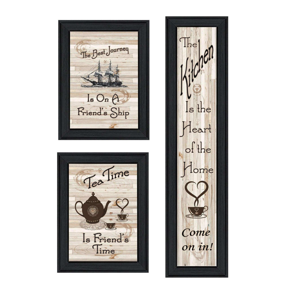 Set Of Three The Kitchen Collection II 2 Black Framed Print Kitchen Wall Art - Homeroots - Flyclothing LLC