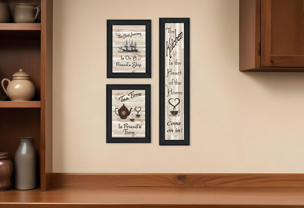 Set Of Three The Kitchen Collection II 2 Black Framed Print Kitchen Wall Art - Homeroots
