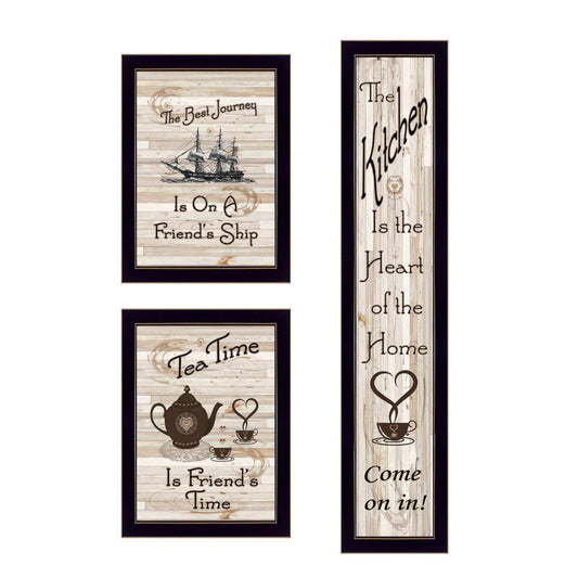 Set Of Three The Kitchen Collection II 3 Black Framed Print Kitchen Wall Art - Homeroots - Flyclothing LLC