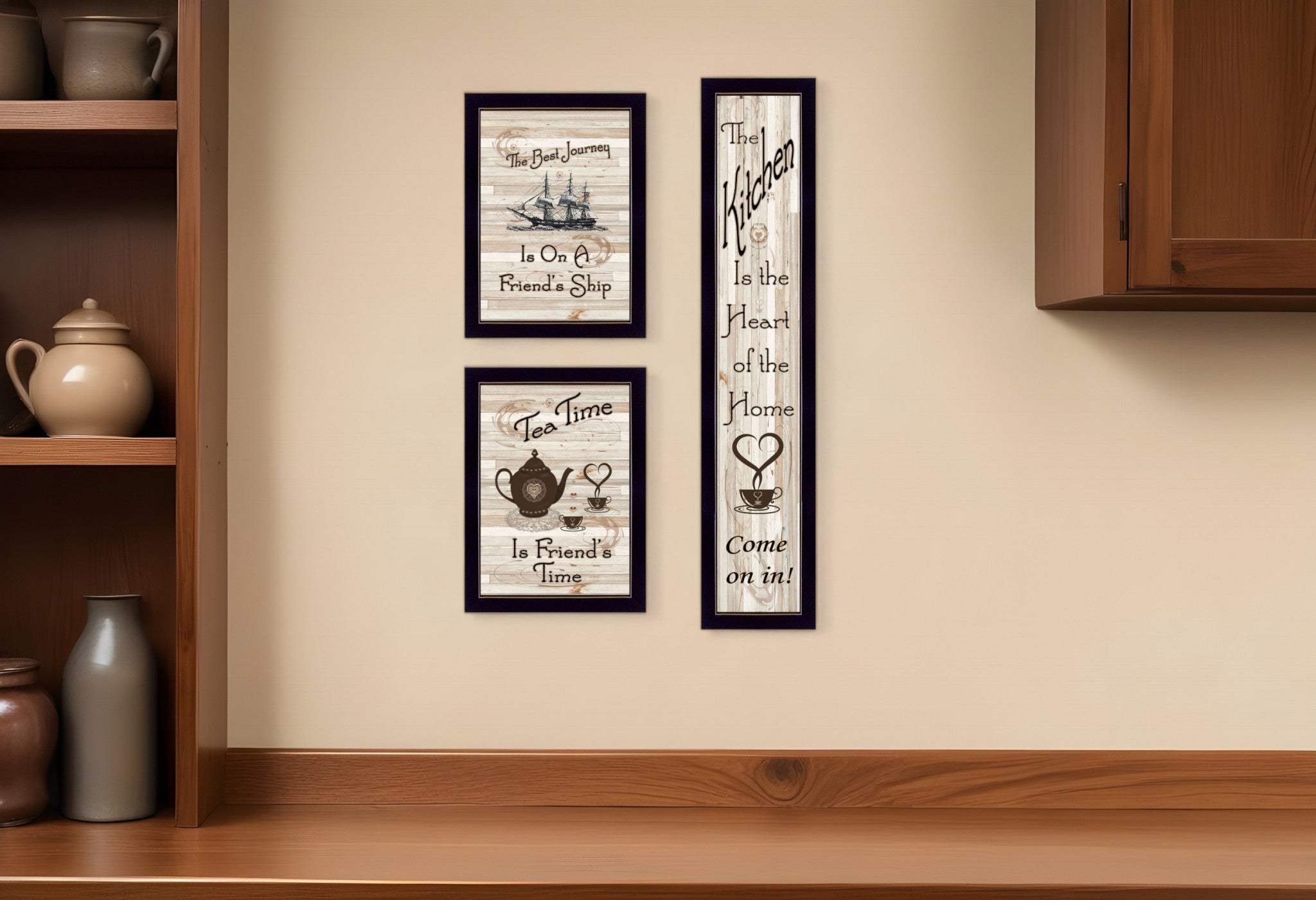 Set Of Three The Kitchen Collection II 3 Black Framed Print Kitchen Wall Art - Homeroots - Flyclothing LLC