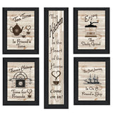 Set Of Five Kitchen Friendship 2 Black Framed Print Kitchen Wall Art - Homeroots