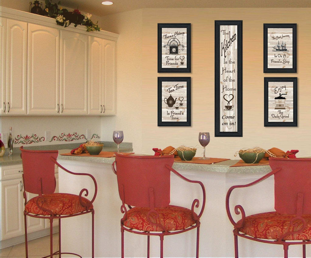 Set Of Five Kitchen Friendship 2 Black Framed Print Kitchen Wall Art - Homeroots - Flyclothing LLC