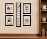 Set Of Five Kitchen Friendship 3 Black Framed Print Kitchen Wall Art - Homeroots