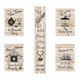 Set Of Five Kitchen Friendship 4 White Framed Print Kitchen Wall Art - Homeroots - Flyclothing LLC