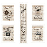 Set Of Five Kitchen Friendship 4 White Framed Print Kitchen Wall Art - Homeroots