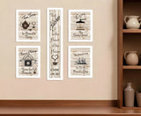 Set Of Five Kitchen Friendship 4 White Framed Print Kitchen Wall Art - Homeroots