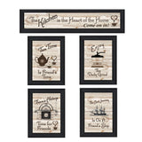 Set Of Five Kitchen Friendship Collection II 2 Black Framed Print Kitchen Wall Art - Homeroots - Flyclothing LLC