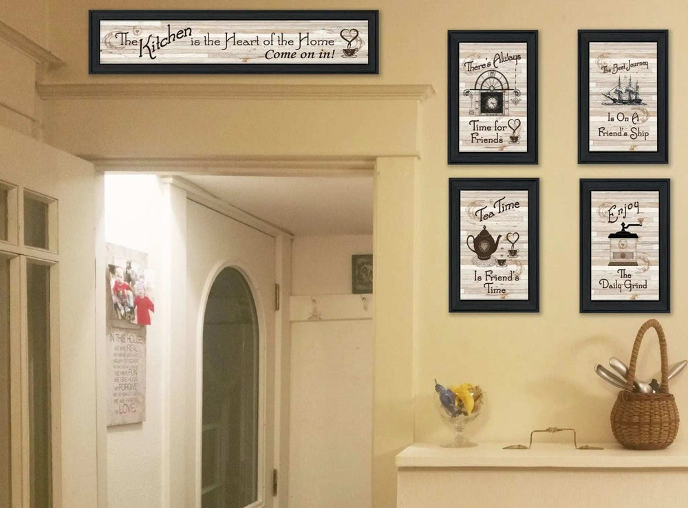 Set Of Five Kitchen Friendship Collection II 2 Black Framed Print Kitchen Wall Art - Homeroots - Flyclothing LLC