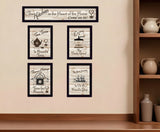 Set Of Five Kitchen Friendship Collection II 3 Black Framed Print Kitchen Wall Art - Homeroots