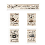 Set Of Five Kitchen Friendship Collection II 4 White Framed Print Kitchen Wall Art - Homeroots