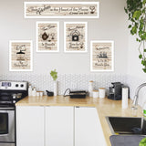 Set Of Five Kitchen Friendship Collection II 4 White Framed Print Kitchen Wall Art - Homeroots