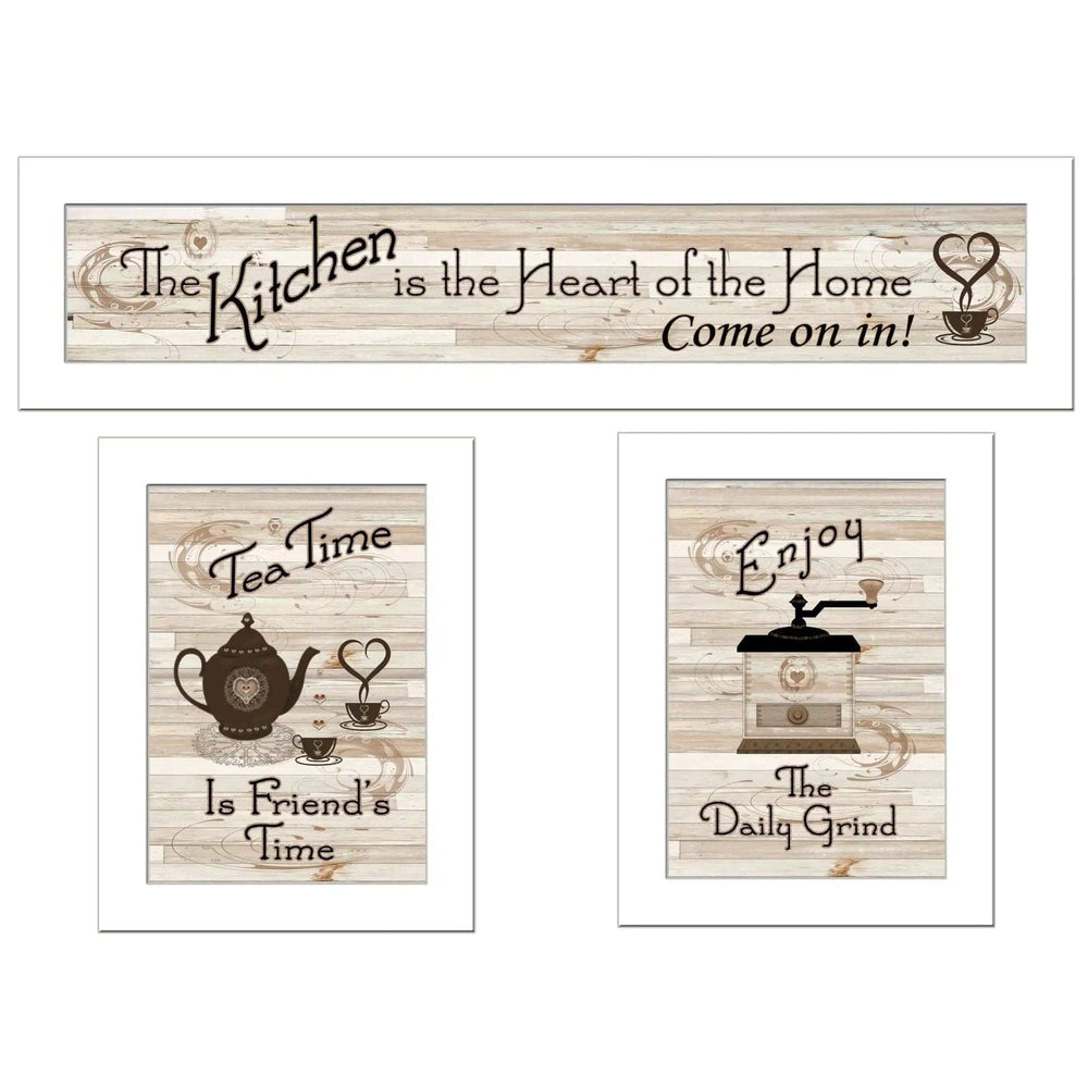Set Of Three Kitchen Friendship Collection III 2 White Framed Print Kitchen Wall Art - Homeroots - Flyclothing LLC
