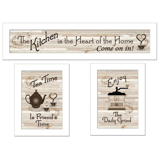 Set Of Three Kitchen Friendship Collection III 2 White Framed Print Kitchen Wall Art - Homeroots - Flyclothing LLC