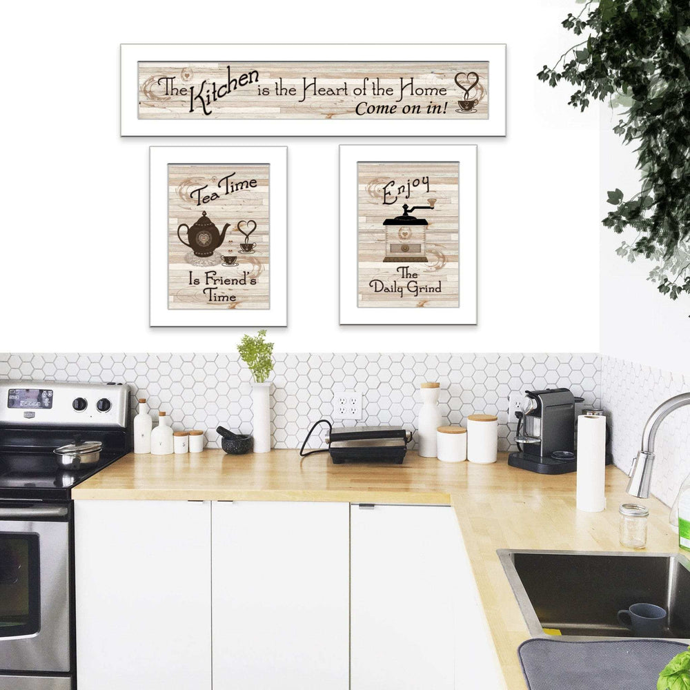 Set Of Three Kitchen Friendship Collection III 2 White Framed Print Kitchen Wall Art - Homeroots - Flyclothing LLC