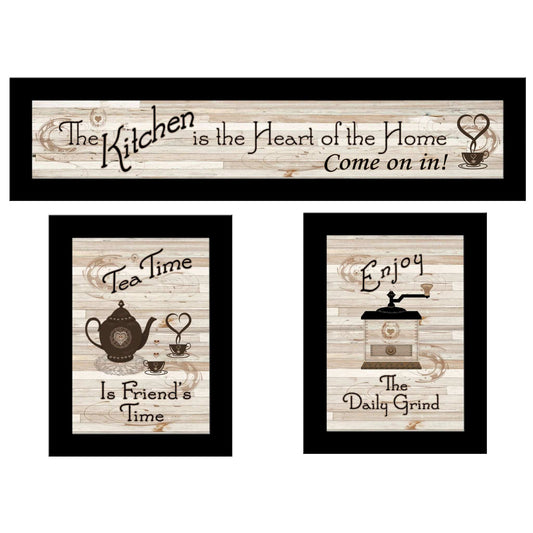 Set Of Three Kitchen Friendship Collection III 3 Black Framed Print Kitchen Wall Art - Homeroots - Flyclothing LLC