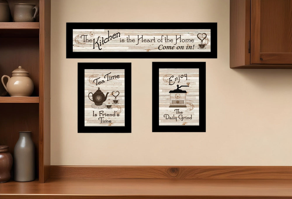 Set Of Three Kitchen Friendship Collection III 3 Black Framed Print Kitchen Wall Art - Homeroots