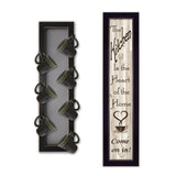 Set Of Two Come On In with Seven Peg Mug Rack 2 Black Framed Print Kitchen Wall Art - Homeroots