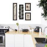 Set Of Four Kitchen Collection V with Seven Peg Mug Rack 2 Black Framed Print Kitchen Wall Art - Homeroots