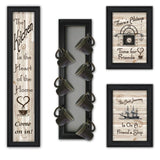 Set Of Four Kitchen Collection VII with Seven Peg Mug Rack 2 Black Framed Print Kitchen Wall Art - Homeroots