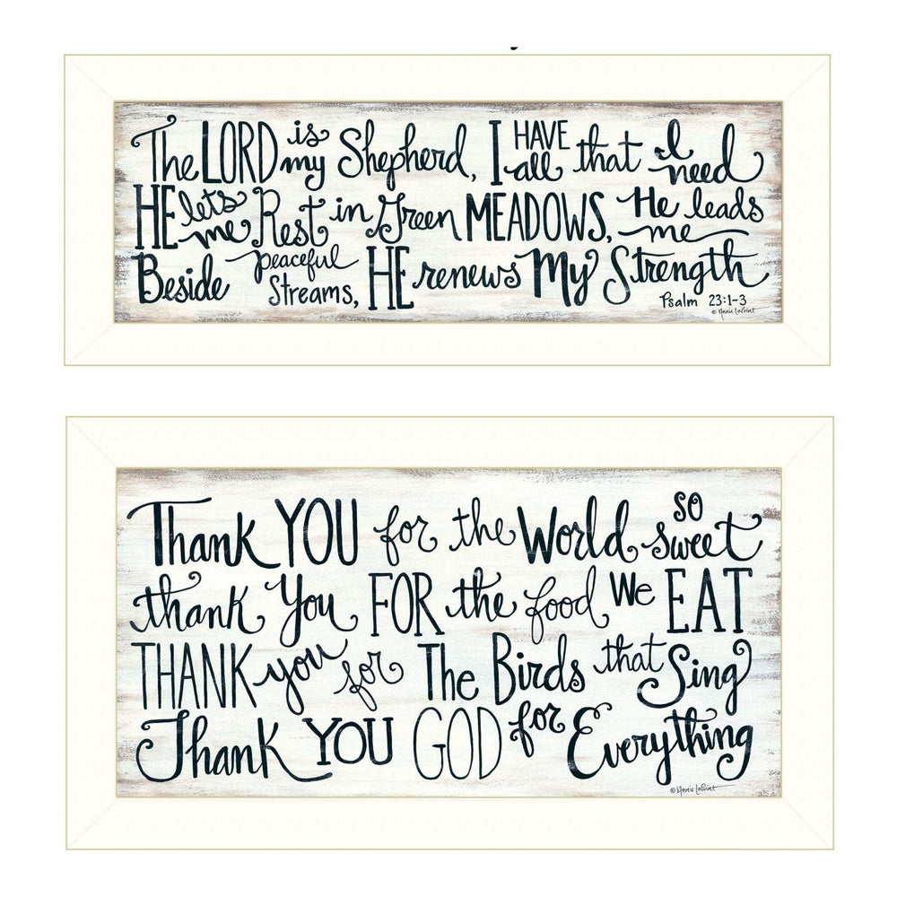 Set Of Two Thank You Lord 1 White Framed Print Wall Art - Homeroots - Flyclothing LLC