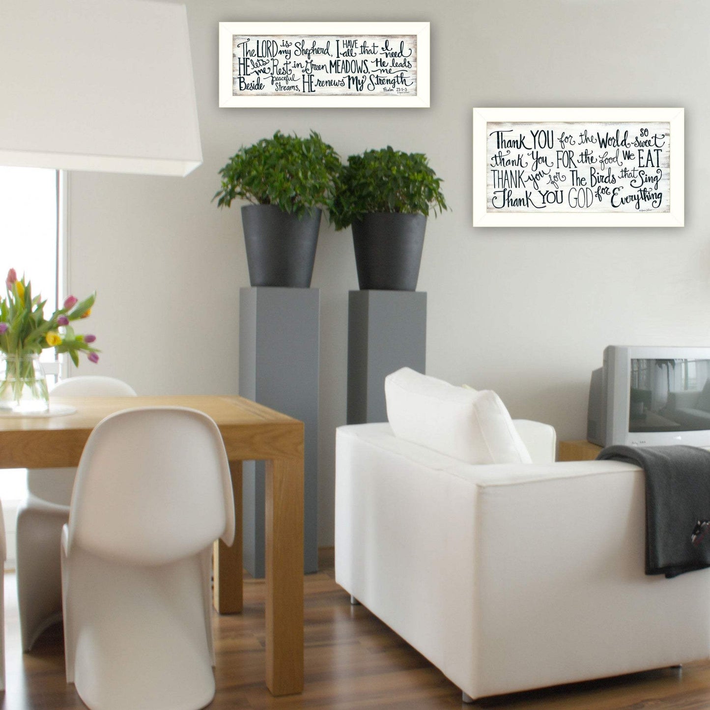 Set Of Two Thank You Lord 1 White Framed Print Wall Art - Homeroots - Flyclothing LLC