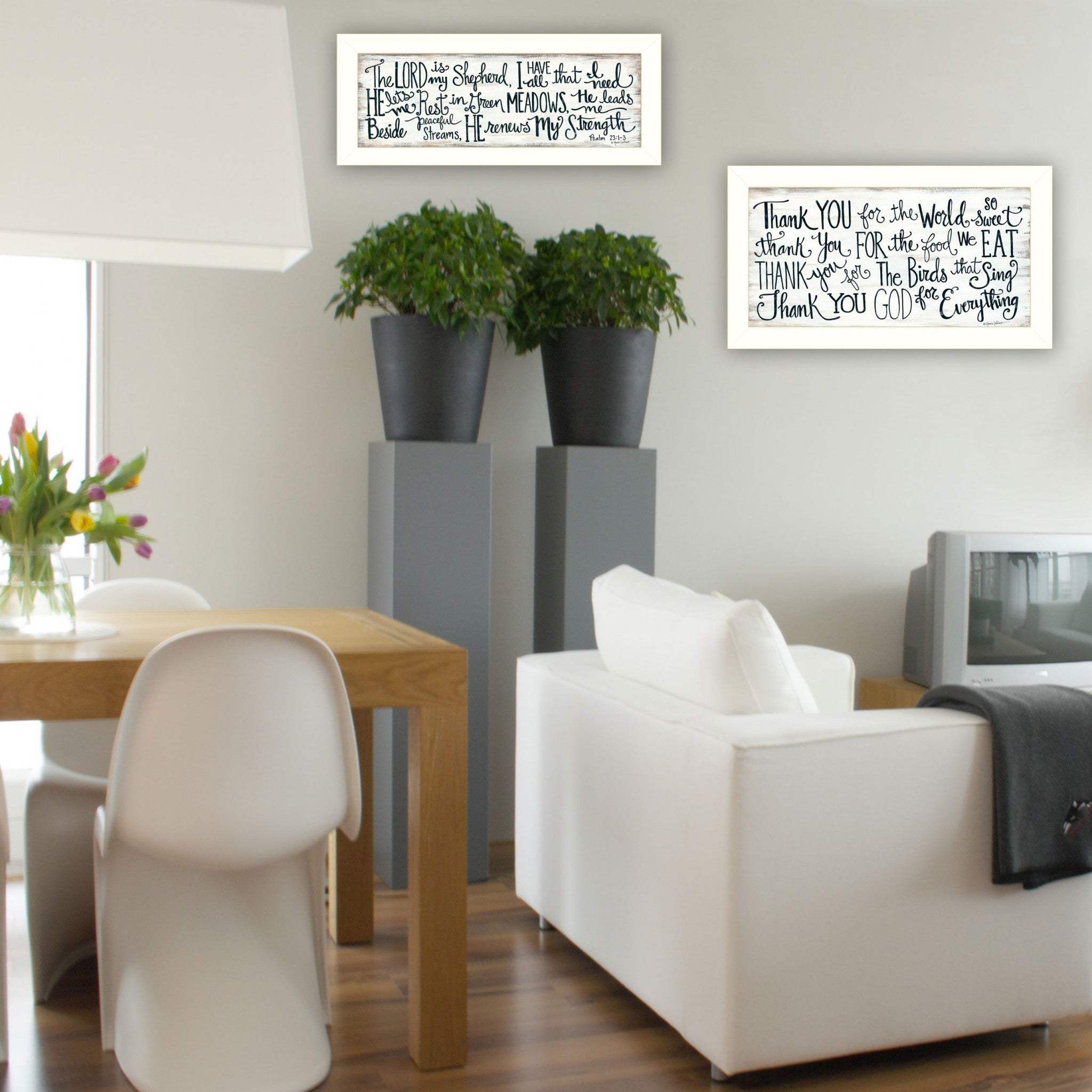 Set Of Two Thank You Lord 1 White Framed Print Wall Art - Homeroots - Flyclothing LLC