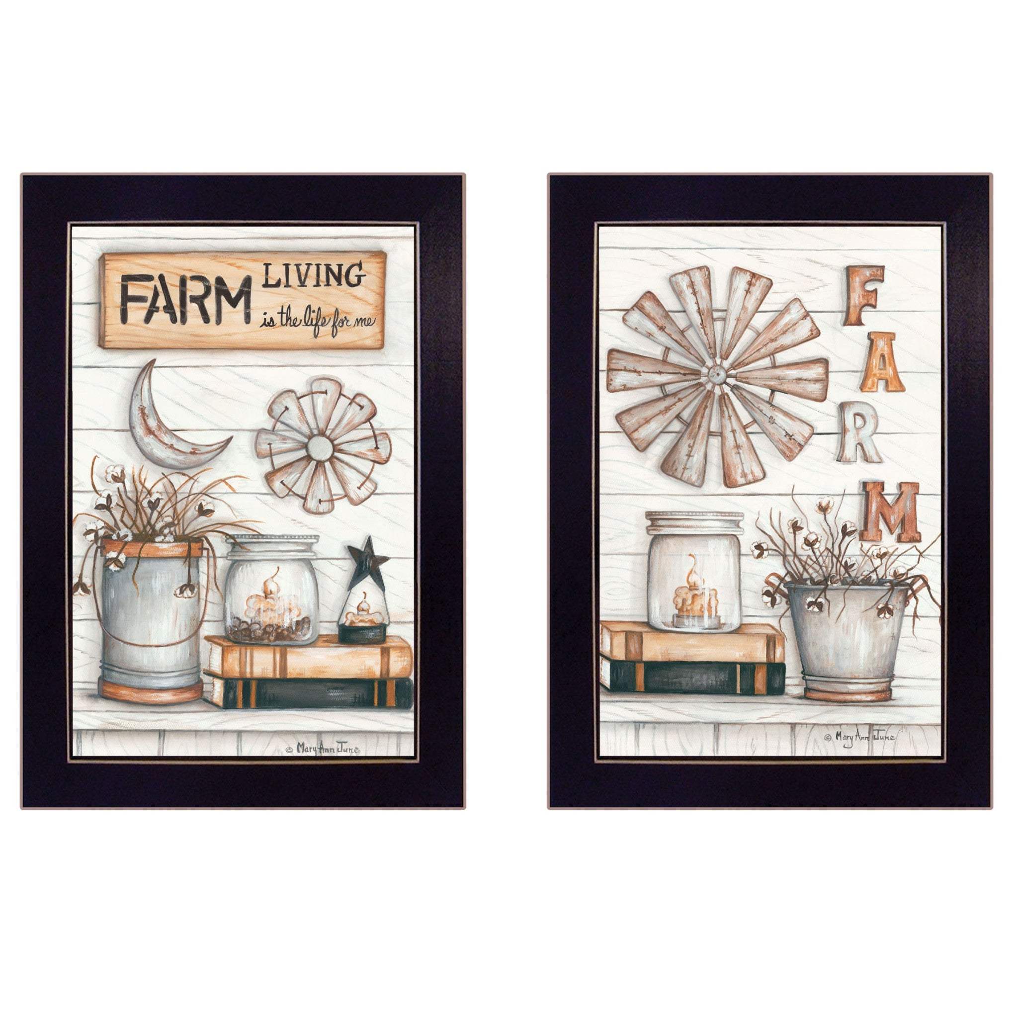 Set Of Two Farm Living 1 Black Framed Print Wall Art - Homeroots - Flyclothing LLC