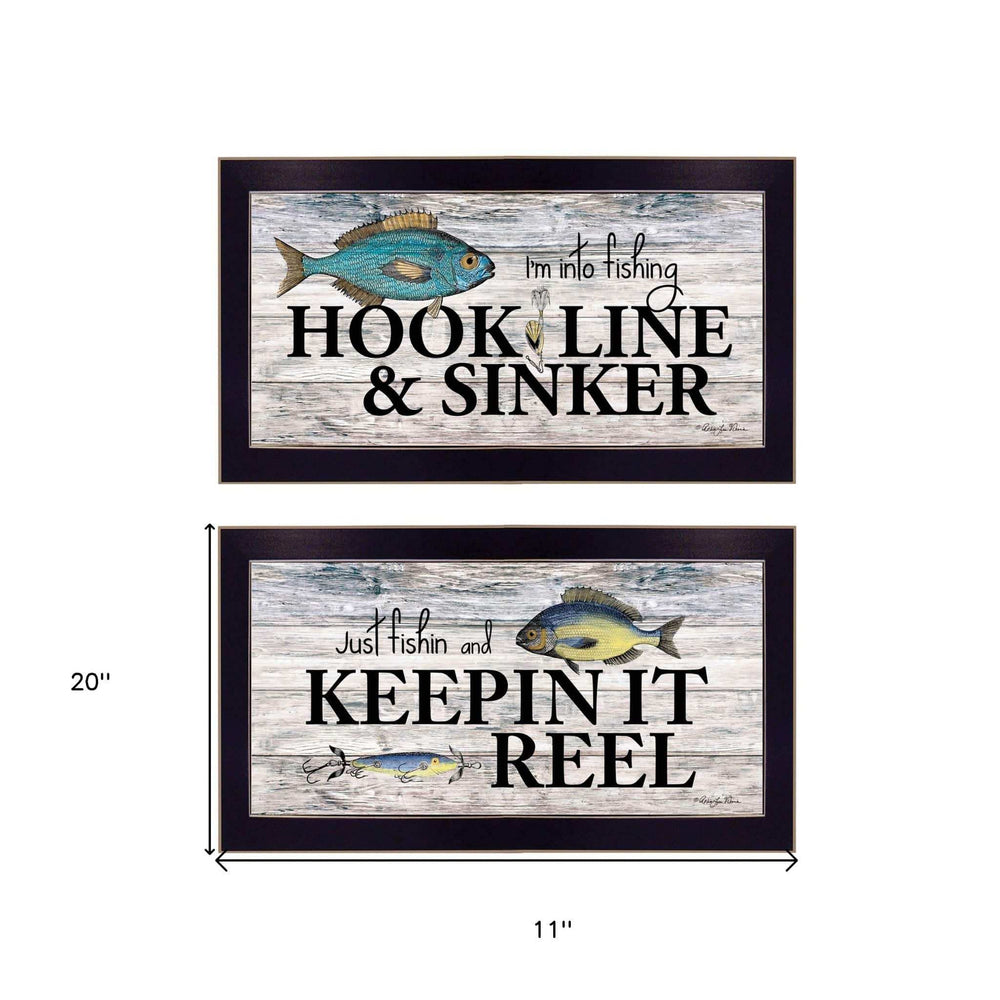 Set Of Two Fishing Combo 1 Black Framed Print Wall Art - Homeroots - Flyclothing LLC