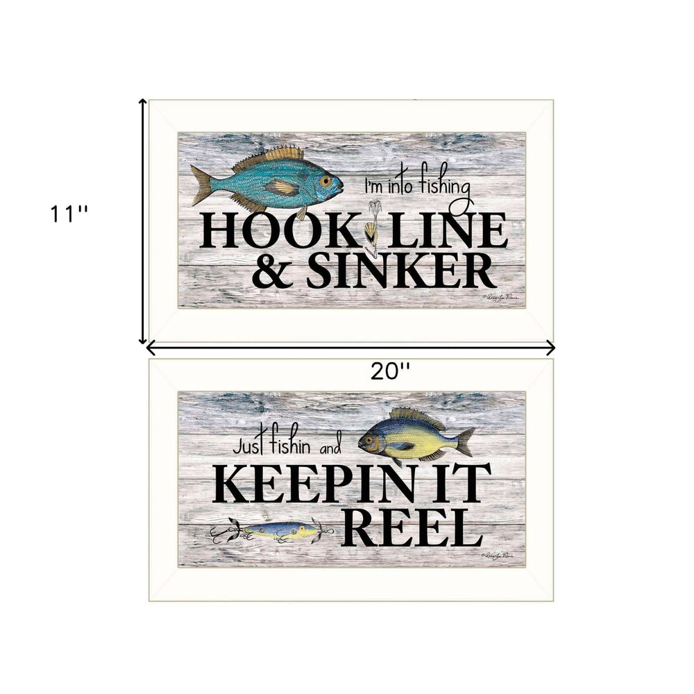 Set Of Two Fishing Combo 2 White Framed Print Wall Art - Homeroots - Flyclothing LLC
