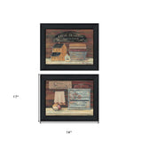 Set Of Two Hot Bath or Clean Towels Black Framed Print Bathroom Wall Art - Homeroots - Flyclothing LLC