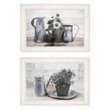 Set Of Two Floral with Tin Ware 1 White Framed Print Wall Art - Homeroots