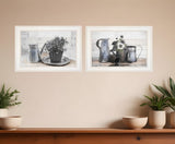 Set Of Two Floral with Tin Ware 1 White Framed Print Wall Art - Homeroots