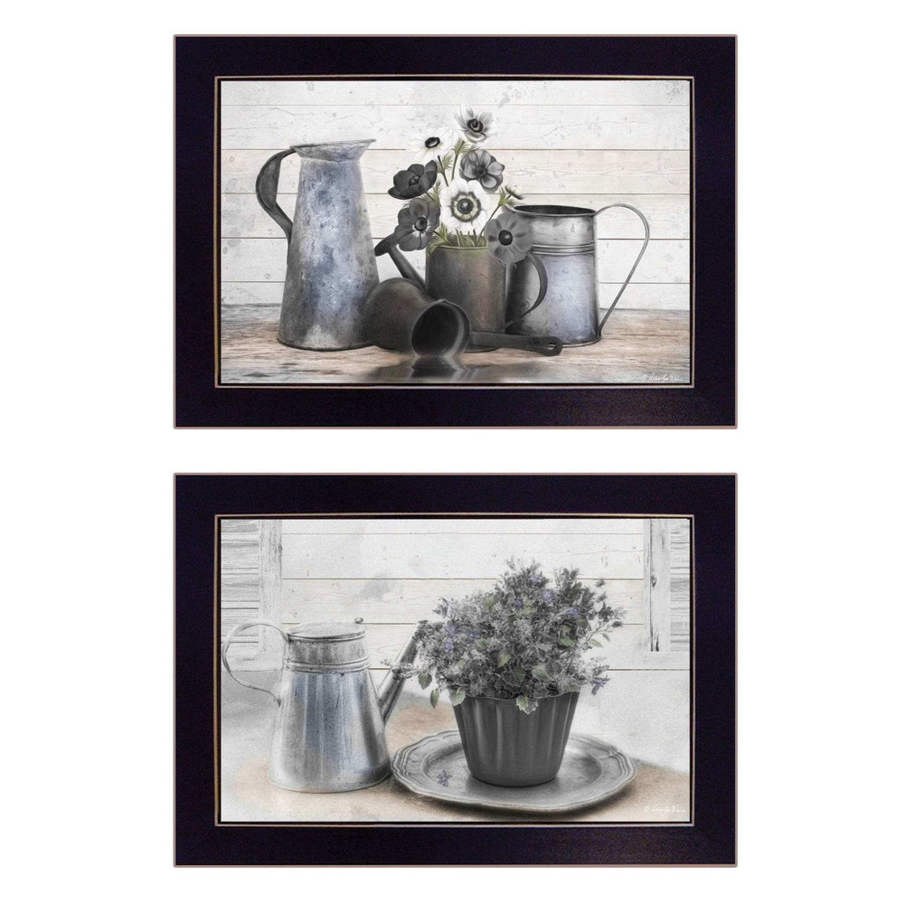 Set Of Two Floral with Tin Ware 2 Black Framed Print Wall Art - Homeroots - Flyclothing LLC