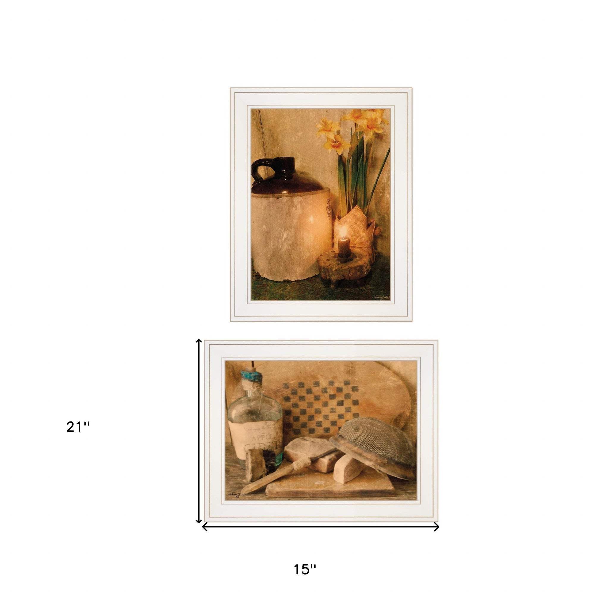 Set Of Two Daffodils and Cider 1 White Framed Print Bathroom Wall Art - Homeroots - Flyclothing LLC