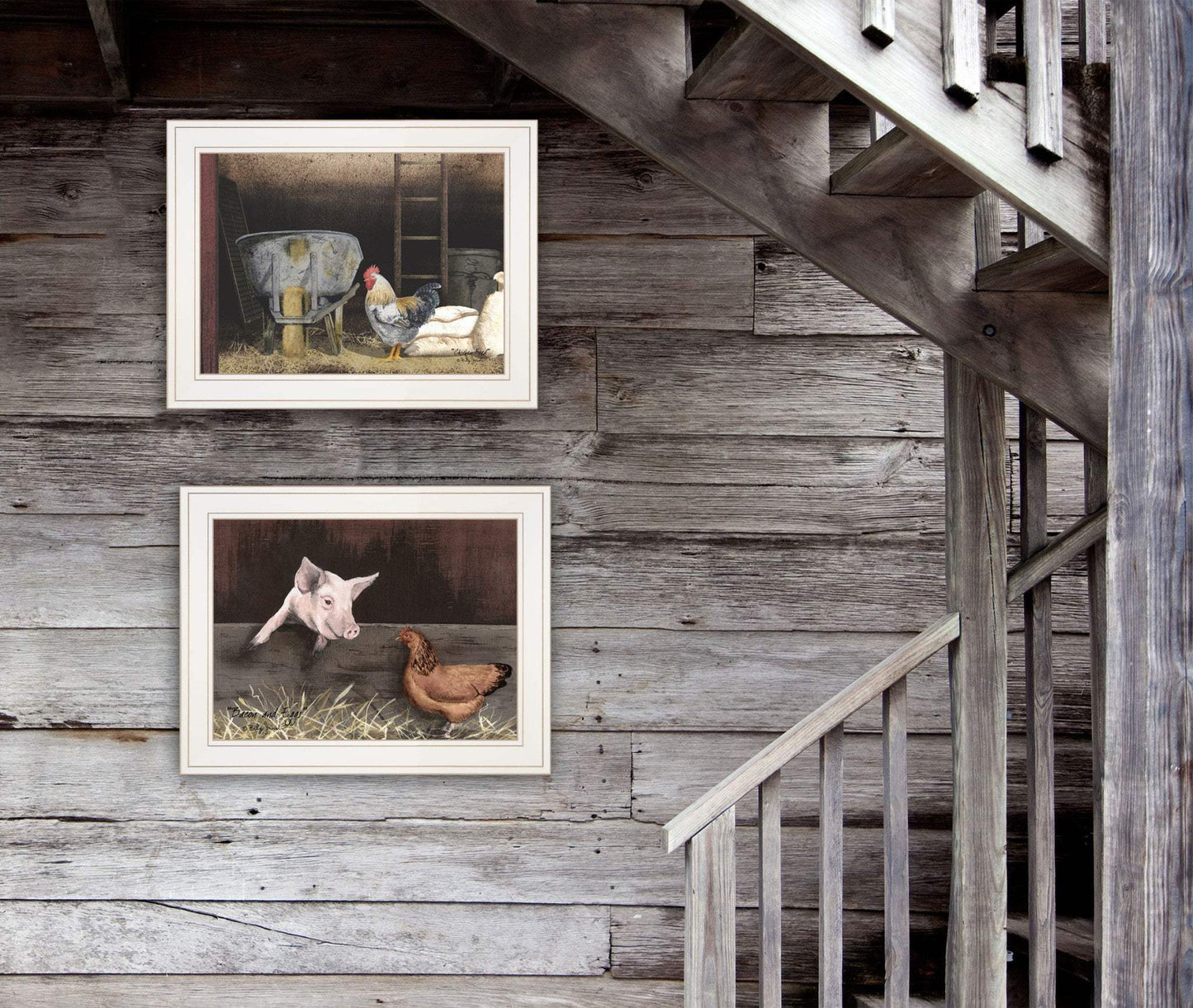 Set Of Two Bacon and Eggs 1 White Framed Print Wall Art - Homeroots - Flyclothing LLC